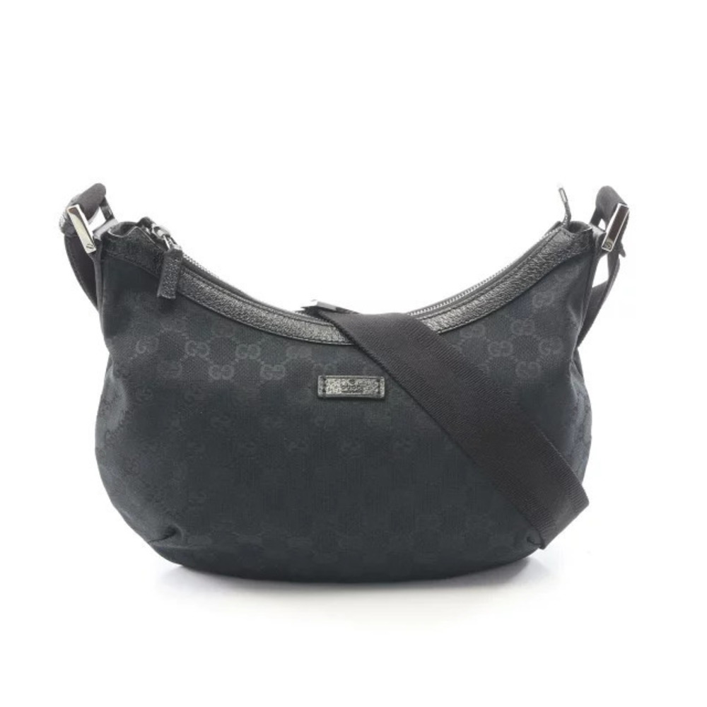 Gucci GG Canvas Shoulder Bag Leather Black